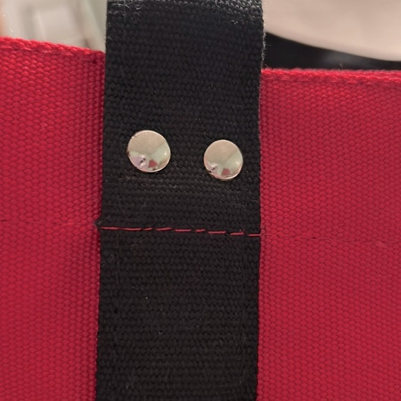 Red Canvas Tote Bag with Black Handles and UGA Logo - Picture 6 of 7